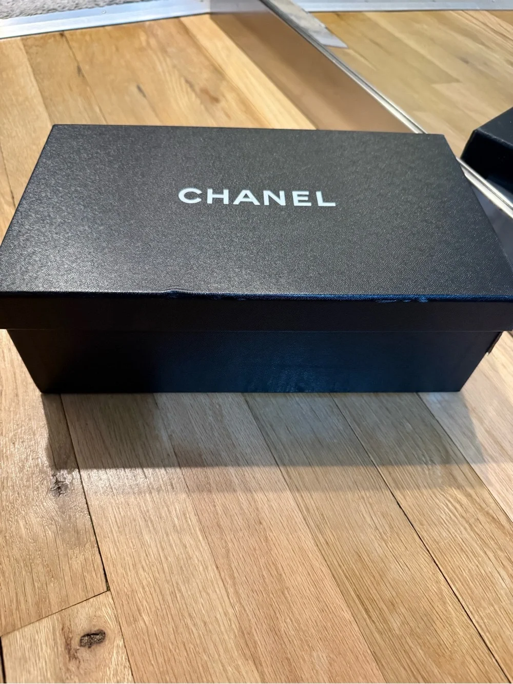 CHANEL Black and Blue Espadrille Flats